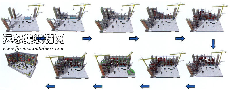 集裝箱青年公寓虛擬施工過(guò)程,集裝箱建筑,集裝箱房屋,集裝箱住宅,集裝箱活動(dòng)房,住人集裝箱