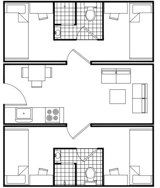 20英尺集裝箱+20英尺集裝箱+20英尺集裝箱拼接構(gòu)成面積擴(kuò)展,集裝箱房屋,集裝箱活動(dòng)房,住人集裝箱,集裝箱住宅,集裝箱建筑