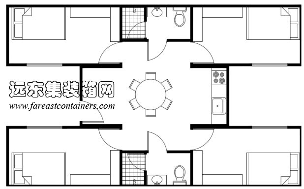 20英尺集裝箱+40英尺集裝箱+40英尺集裝箱拼接構(gòu)成面積擴(kuò)展,集裝箱房屋,集裝箱活動(dòng)房,住人集裝箱,集裝箱住宅,集裝箱建筑