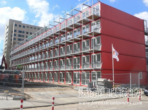 荷蘭阿姆斯特丹的 Keetwonen 學(xué)生宿舍全景,集裝箱房屋,集裝箱活動房,住人集裝箱,集裝箱住宅,集裝箱建筑