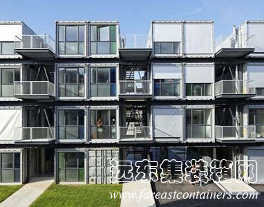 法國(guó) CitéA Docks 集裝箱學(xué)生宿舍外部全景,集裝箱房屋,集裝箱活動(dòng)房,住人集裝箱,集裝箱住宅,集裝箱建筑
