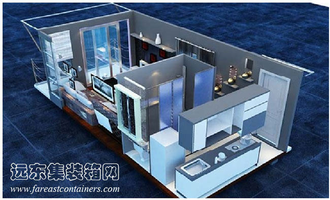 集裝箱式活動(dòng)住宅室內(nèi)透視圖3