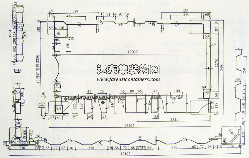 IAA 集裝箱縱向水平、豎向剖面圖