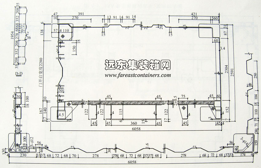 ICC 集裝箱縱向水平、豎向剖面圖