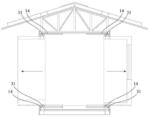 集裝箱房屋中導軌結(jié)構的設置示意圖