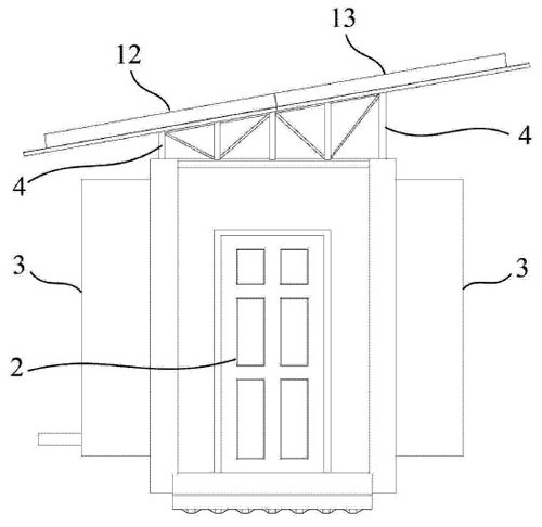 單側(cè)傾斜式坡屋頂?shù)募b箱房屋的示意圖