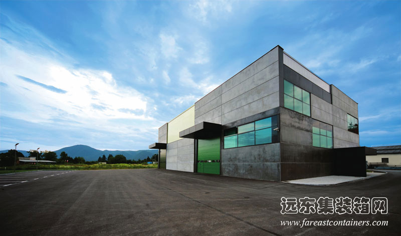 OFIS事務所集裝箱式建筑的側(cè)面整體外觀