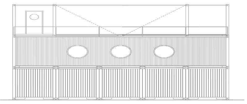 GAD 集裝箱畫(huà)廊的正立面圖