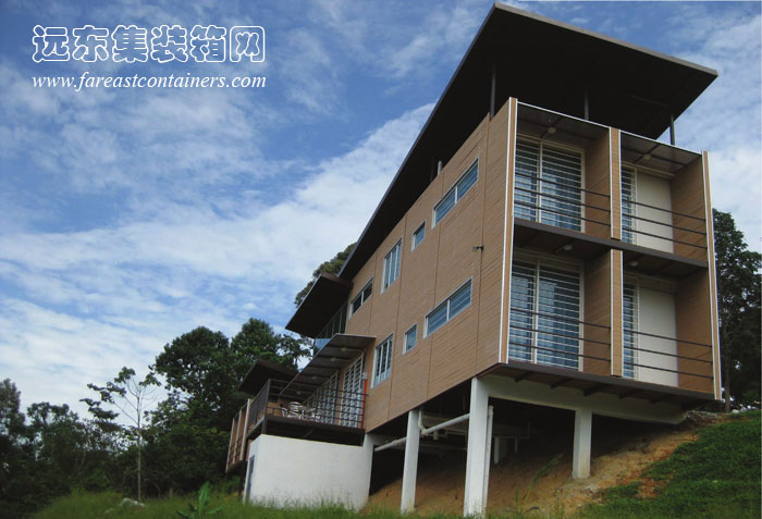 集裝箱住宅: Upcycled 集裝箱度假屋的整體外觀