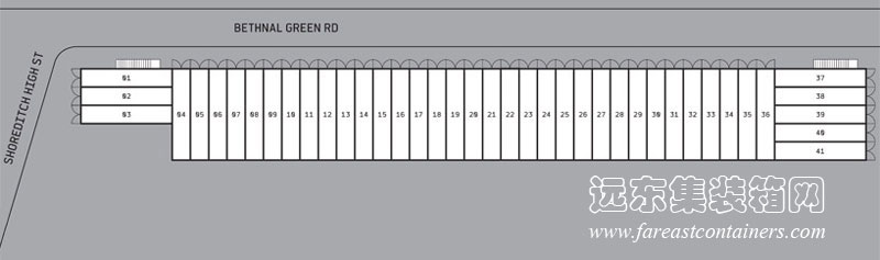BOXPARK shoreditch 盒子公園集裝箱購(gòu)物中心一層布置圖